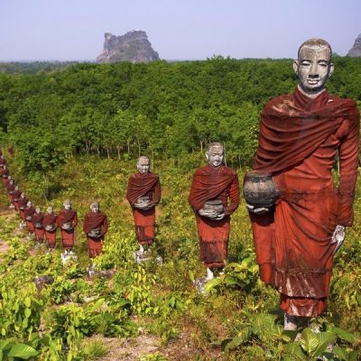 Buddhist Monks Surrounding Win Sein Taw Ya Buddha