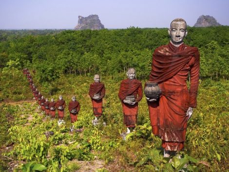 Buddhist Monks Surrounding Win Sein Taw Ya Buddha